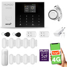 Alarm bezprzewodowy WiFi + GSM 4G - zestaw alarmowy HUXGO z aplikacją TUYA - HXA005 4G B D9 PS z syreną przewodową