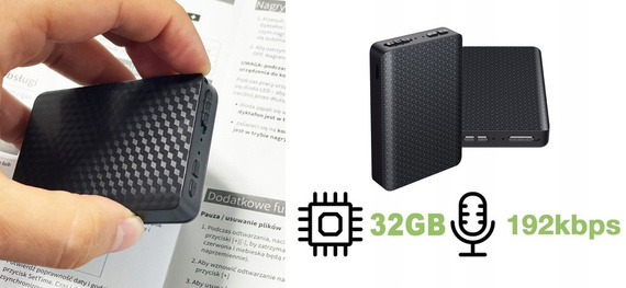 Dyktafon szpiegowski z detekcją dźwięku Q85 - podsłuch 32GB