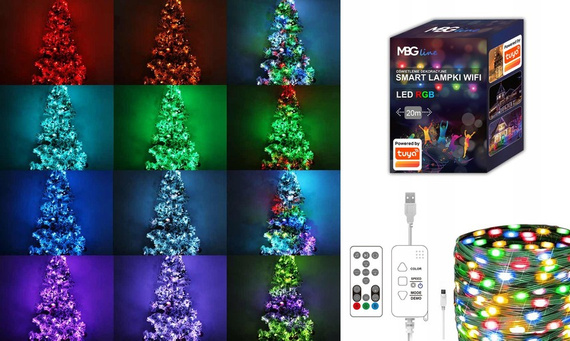 Lampki choinkowe WiFi 20m - SMART lampki LED USB kompatybilne z aplikacją TUYA SMART