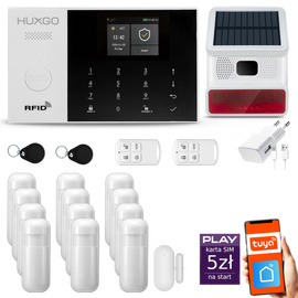 Bezprzewodowy alarm GSM + WiFi - system alarmowy HUXGO z aplikacją TUYA - zestaw alarmowy HXA005 2G B R12 BS z syreną bezprzewodową