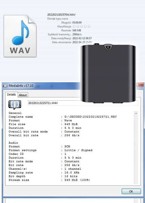 MINI DYKTAFON SZPIEGOWSKI SPY USB DETEKCJA 32GB Q63