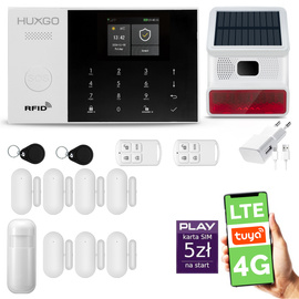 Alarm bezprzewodowy WiFi + GSM 4G - zestaw alarmowy HUXGO z aplikacją TUYA - HXA005 4G B D7 BS z syreną bezprzewodową
