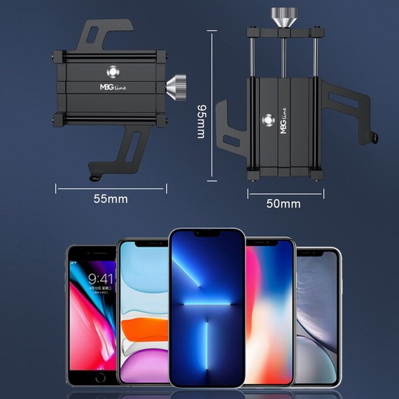 Aluminiowy uniwersalny uchwyt na telefon do roweru / hulajnogi / motocykla MBG line BM PRO MH29A