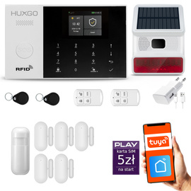 Bezprzewodowy alarm GSM + WiFi - system alarmowy HUXGO z aplikacją TUYA - zestaw alarmowy HXA005 2G B D5 BS z syreną bezprzewodową