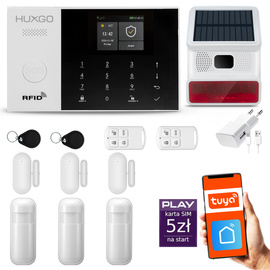 Bezprzewodowy alarm GSM + WiFi - system alarmowy HUXGO z aplikacją TUYA - zestaw alarmowy HXA005 2G B R3D3 BS z syreną bezprzewodową