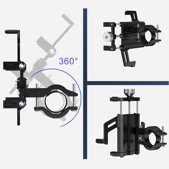 Aluminiowy uniwersalny uchwyt na telefon do roweru / hulajnogi / motocykla MBG line BM PRO MH29A