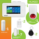 Alarm bezprzewodowy WiFi + GSM 4G - zestaw alarmowy HUXGO z aplikacją TUYA - HXA006 4G W D7 BS z syreną bezprzewodową
