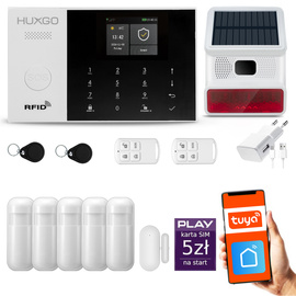 Bezprzewodowy alarm GSM + WiFi - system alarmowy HUXGO z aplikacją TUYA - zestaw alarmowy HXA005 2G B R5 BS z syreną bezprzewodową