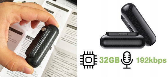 Dyktafon szpiegowski Q77 z detekcją dźwięku - dyskretny podsłuch 32GB