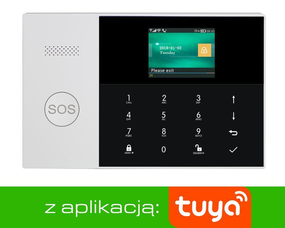 Bezprzewodowa centrala alarmowa GSM + WiFi z aplikacją TUYA SMART, HUXGO - HXA005 2G