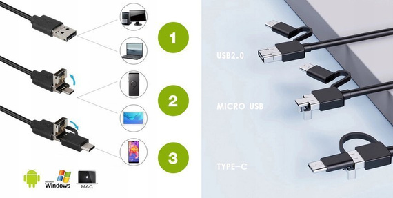 Kamera inspekcyjna USB endoskop 3.9mm AN97 5m HD