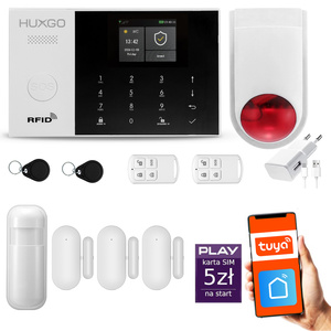 Bezprzewodowy alarm GSM + WiFi - system alarmowy HUXGO z aplikacją TUYA - zestaw alarmowy HXA005 2G B D3 BS z syreną bezprzewodową