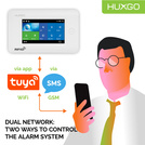 Bezprzewodowy alarm GSM + WiFi - system alarmowy HUXGO z aplikacją TUYA - zestaw alarmowy HXA006 2G W R5 PS z syreną przewodową