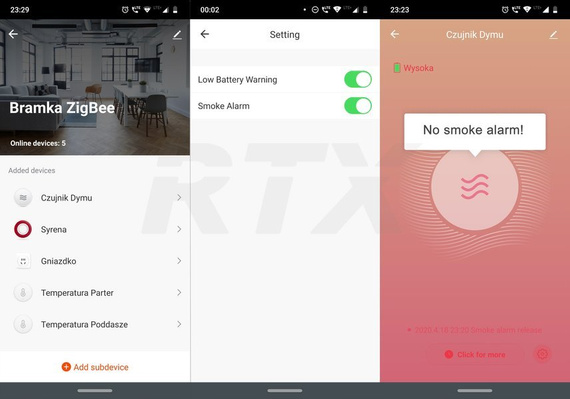 Czujnik dymu ZigBee kompatybilny z aplikacją TUYA SMART