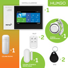 Bezprzewodowy alarm GSM + WiFi - system alarmowy HUXGO z aplikacją TUYA - zestaw alarmowy HXA007 2G B R1 PS z syreną przewodową