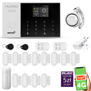 Alarm bezprzewodowy WiFi + GSM 4G - zestaw alarmowy HUXGO z aplikacją TUYA - HXA005 4G B D12 PS z syreną przewodową