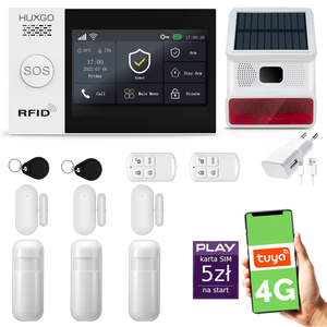 Alarm bezprzewodowy WiFi + GSM 4G - zestaw alarmowy HUXGO z aplikacją TUYA - HXA007 4G B R3D3 BS z syreną bezprzewodową