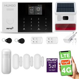 Alarm bezprzewodowy WiFi + GSM 4G - zestaw alarmowy HUXGO z aplikacją TUYA - HXA005 4G B D3 BS z syreną bezprzewodową