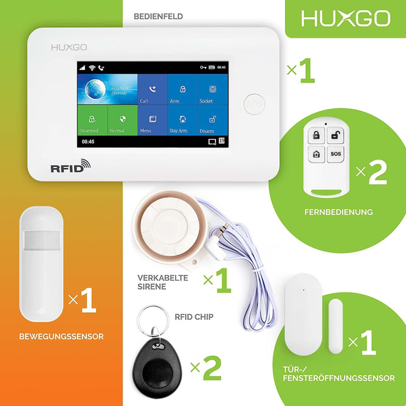 bezprzewodowy system alarmowy Wifi & GSM, HUXGO, HXA006 4G W