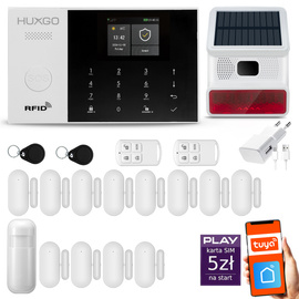 Bezprzewodowy alarm GSM + WiFi - system alarmowy HUXGO z aplikacją TUYA - zestaw alarmowy HXA005 2G B D12 BS z syreną bezprzewodową