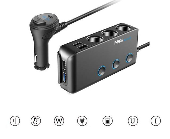 Rozdzielacz gniazda zapalniczki HC67C, 12-24V 4xUSB