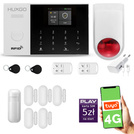 Alarm bezprzewodowy WiFi + GSM 4G - zestaw alarmowy HUXGO z aplikacją TUYA - HXA005 4G B D5 BS z syreną bezprzewodową