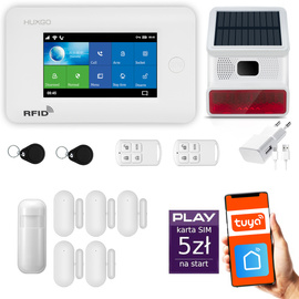 Bezprzewodowy alarm GSM + WiFi - system alarmowy HUXGO z aplikacją TUYA - zestaw alarmowy HXA006 2G W D5 BS z syreną bezprzewodową