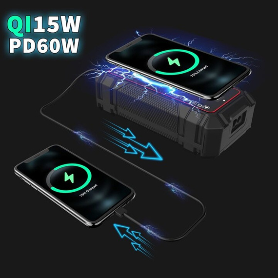 Jump Starter Wysokiej Mocy 74Wh Powerbank 20000mAh PD60W QC3.0 Rozruch Latarka LED - MBG line A37 MAX