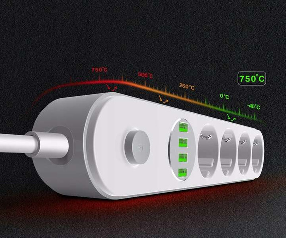 Przedłużacz SE4432, listwa zasilająca 2500W na 4 gniazda + 4x USB