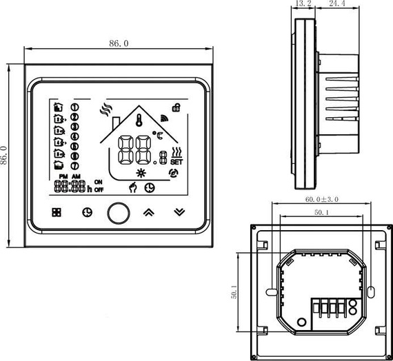 Termostat Pokojowy Regulator Temperatury WIFI 16A WHITE