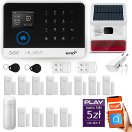 Bezprzewodowy alarm GSM +WiFi - system alarmowy HUXGO z aplikacją TUYA - zestaw alarmowy HXA003 2G B D12 BS z syreną bezprzewodową