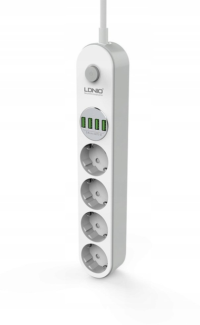 Przedłużacz SE4432, listwa zasilająca 2500W na 4 gniazda + 4x USB