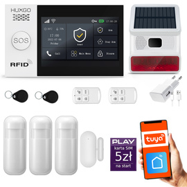 Bezprzewodowy alarm GSM + WiFi - system alarmowy HUXGO z aplikacją TUYA - zestaw alarmowy HXA007 2G B R3 BS z syreną bezprzewodową