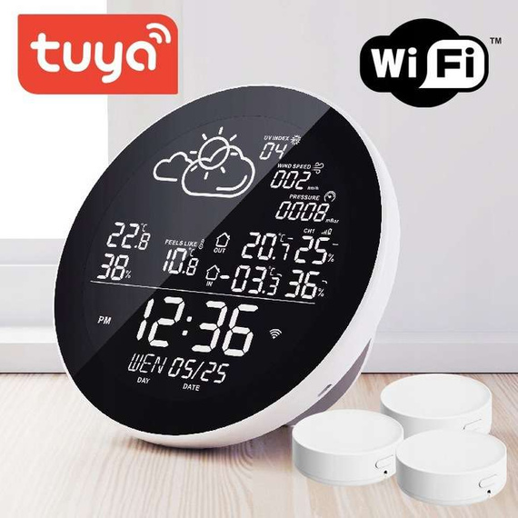 Stacja pogodowa pogody WIFI TUYA SMART 3x czujnik