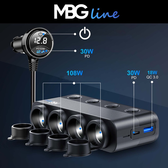 Rozdzielacz gniazda zapalniczki/ładowarka samochodowa MBG line HS75AD MAX