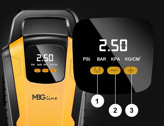 Kompresor samochodowy MBG line 3650 - sprężarka 12V z wyświetlaczem LED