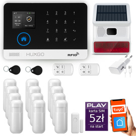 Bezprzewodowy alarm GSM +WiFi - system alarmowy HUXGO z aplikacją TUYA - zestaw alarmowy HXA003 2G B R12 BS z syreną bezprzewodową