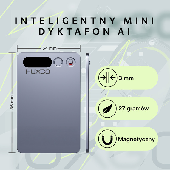 HUXGO Slim AI FW920E – ultracienki dyktafon cyfrowy z Bluetooth 5.3, 64 GB i funkcjami AI