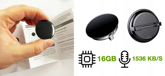 Dyktafon Q3 mini podsłuch ukryty w broszce 16GB funkcja  dysku przenośnego