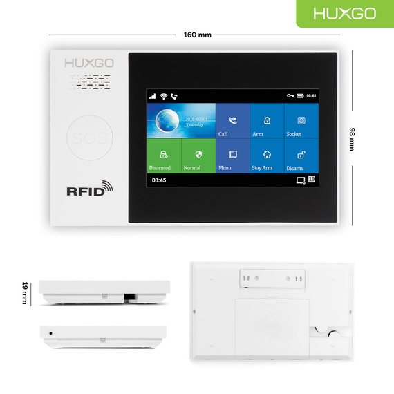 (A) Bezprzewodowy alarm GSM + WiFi - system alarmowy HUXGO z aplikacją TUYA - zestaw alarmowy HXA007 2G B R9D9 PS z syreną przewodową