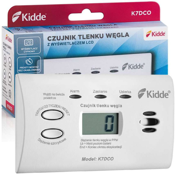Czujnik tlenku węgla LCD Kidde K7DCO