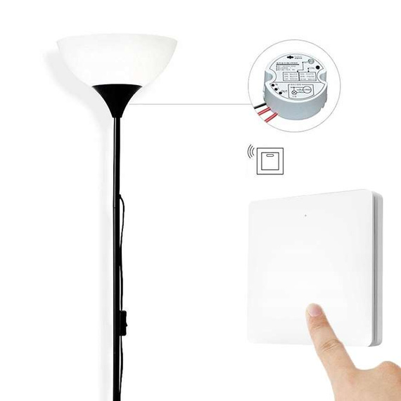 Wyłącznik pojedynczy Linptech biały K9W1(biały) + odbiornik  R2