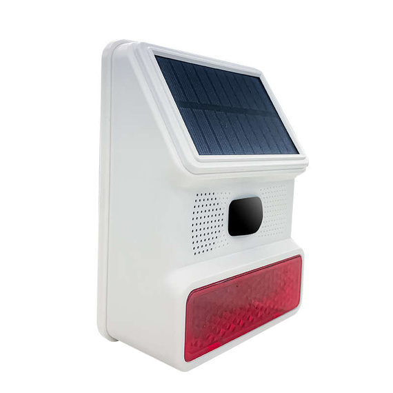 Bezprzewodowa, optyczno-akustyczna syrena alarmowa z panelem solarnym