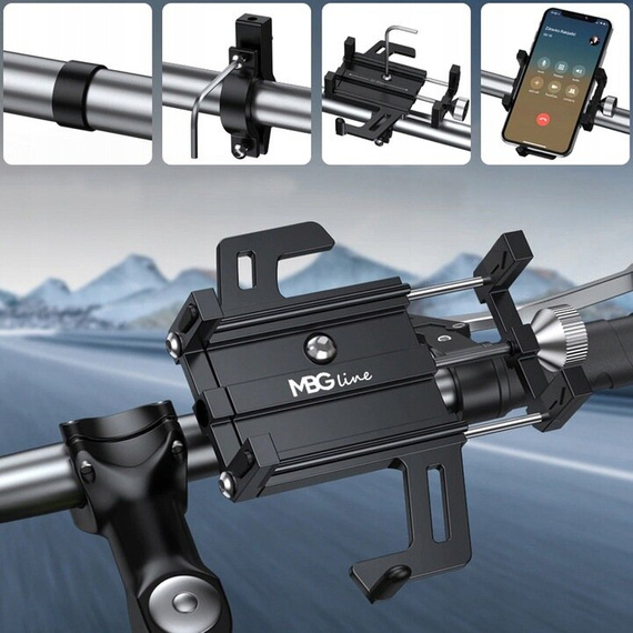 Aluminiowy uniwersalny uchwyt na telefon do roweru / hulajnogi / motocykla MBG line BM PRO MH29A
