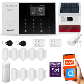 Bezprzewodowy alarm GSM + WiFi - system alarmowy HUXGO z aplikacją TUYA - zestaw alarmowy HXA005 2G B D9 BS z syreną bezprzewodową