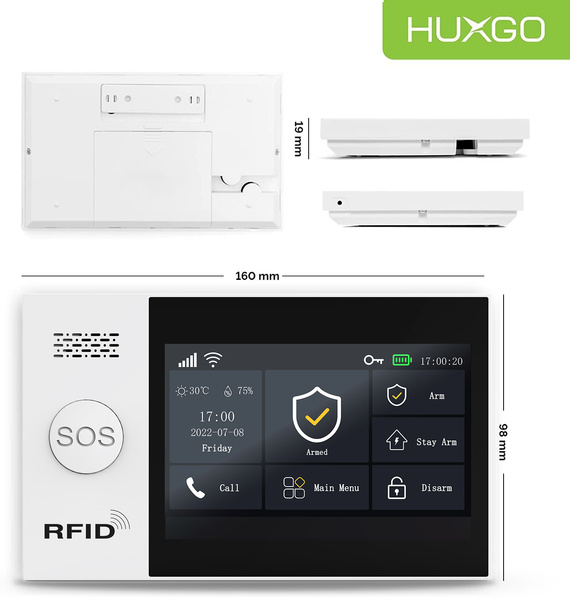Bezprzewodowa centrala alarmowa WiFi + GSM 4G LTE z aplikacją TUYA SMART, HUXGO - HXA007 4G