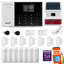 Bezprzewodowy alarm GSM + WiFi - system alarmowy HUXGO z aplikacją TUYA - zestaw alarmowy HXA005 2G B R7D7 BS syreną bezprzewodową