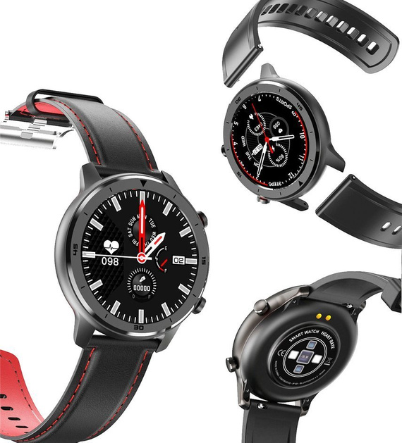 Smartwatch DT78 - zegarek elektroniczny, czarno-czerwony