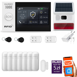 Bezprzewodowy alarm GSM + WiFi - system alarmowy HUXGO z aplikacją TUYA - zestaw alarmowy HXA007 2G B R7 BS z syreną bezprzewodową