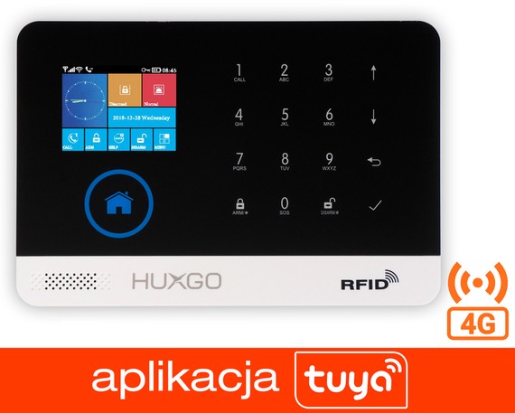 Bezprzewodowa centrala alarmowa WiFi + GSM 4G LTE z aplikacją TUYA SMART, HUXGO - HXA003 4G